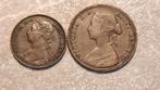 G.Britain,Farthing 1883 + 1/2 penny1860, Copper, Ophalen of Verzenden, Overige landen, Setje