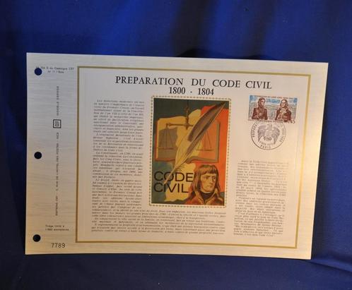 feuillet timbre francais 1er jour code civil 3-11-1973 (254), Postzegels en Munten, Postzegels | Europa | Frankrijk, Gestempeld