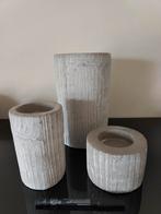 3 grijze/beige theelichthouders Long Island Living, Ophalen, Overige materialen, Grijs, Zo goed als nieuw