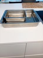 2 ovens schotels 1groot 1klein 2stuks in inox, Ophalen of Verzenden, Zo goed als nieuw