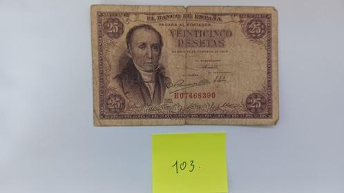 25 peseta's Spanje 1946, Postzegels en Munten, Bankbiljetten | Europa | Niet-Eurobiljetten, Los biljet, Overige landen, Ophalen of Verzenden