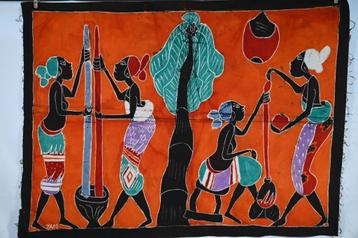 afrikaans batik op doek beschikbaar voor biedingen
