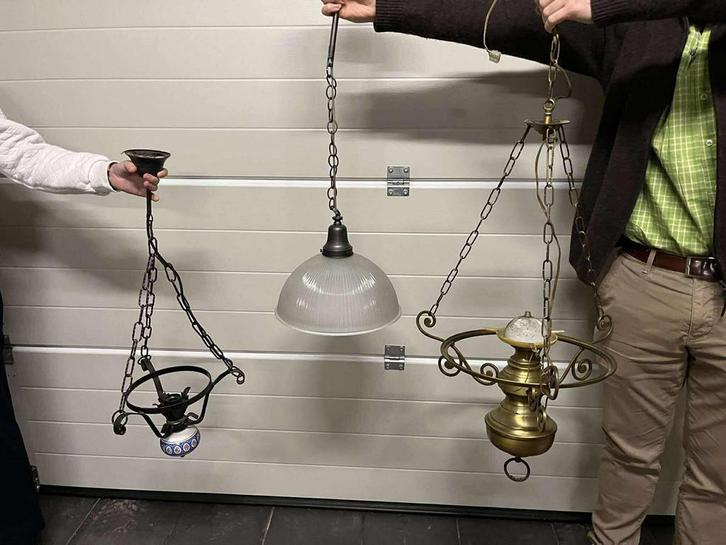 Lot de 3 suspensions vintage, Maison & Meubles, Lampes | Suspensions, Comme neuf, Enlèvement ou Envoi