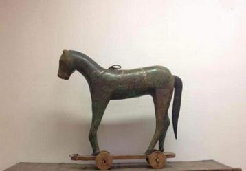 Paire d’anciens chevaux en bois (Inde)