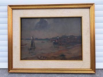 Huile sur panneau marine signe louise desiron beschikbaar voor biedingen