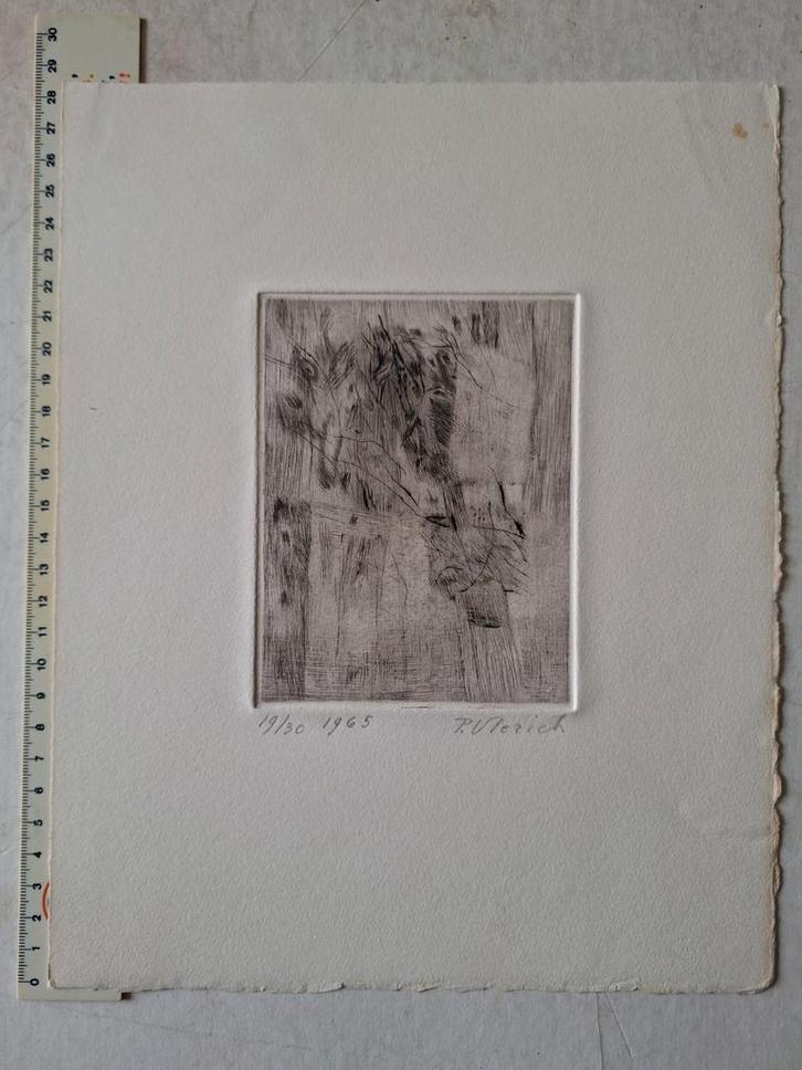 Ets van Pierre Vlerick "Abstracte compositie" uit 1965, Antiek en Kunst, Kunst | Etsen en Gravures, Ophalen of Verzenden