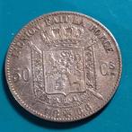 België 50 centimes zilver Leopold II 1866, Zilver, Ophalen of Verzenden, Losse munt, Zilver