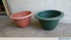 Bloempot kunsstof / plastic groen en bruin 35 stuks, Tuin en Terras, 25 tot 40 cm, Kunststof, Gebruikt, Rond