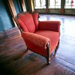 Vintage rode barok fauteuil / eenzit / clubzetel, Antiek en Kunst, Ophalen of Verzenden