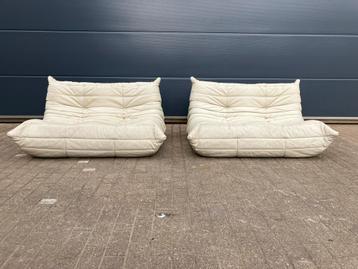 100% authentieke Ligne Roset Togo 2x 2zit in Beige leder beschikbaar voor biedingen