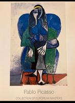 poster pablo picasso femme assise a l'echarpe verte, Antiek en Kunst, Kunst | Litho's en Zeefdrukken, Ophalen of Verzenden
