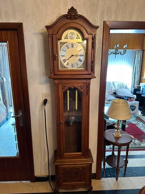 Antieke eikenhouten staande klok “Tempus Fugit”, Antiek en Kunst, Antiek | Klokken, Ophalen