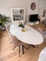 Witte marmer tafel, Huis en Inrichting, Tafels | Eettafels, Ophalen, Zo goed als nieuw
