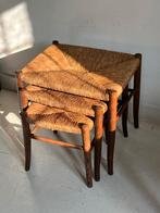 Set van drie teak bijzettafels., Huis en Inrichting, Tafels | Bijzettafels, Ophalen