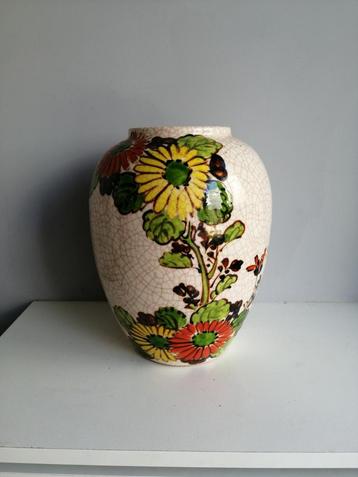 Grote vaas in aardewerk, mooi gecraqueleerd en getekend beschikbaar voor biedingen