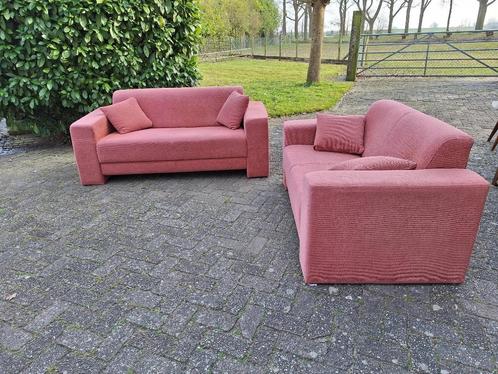 rood / roze stoffen bankenset in goede staat / bank in stof, Huis en Inrichting, Zetels | Complete zithoeken, Gebruikt, Stof, Ophalen of Verzenden