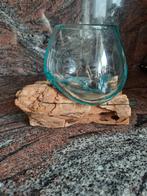 Magnifique vase / photophore en verre soufflé sur souche de, Maison & Meubles, Enlèvement ou Envoi, Neuf