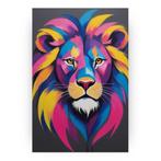 Leeuw in neon kleuren - canvas 50x70 cm, Antiek en Kunst, Kunst | Schilderijen | Modern, Verzenden