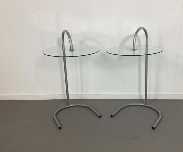 IKEA - Tjord Bjorklund - Side table (2) - Ry, Huis en Inrichting, Tafels | Bijzettafels, Rond, Glas, Ophalen of Verzenden