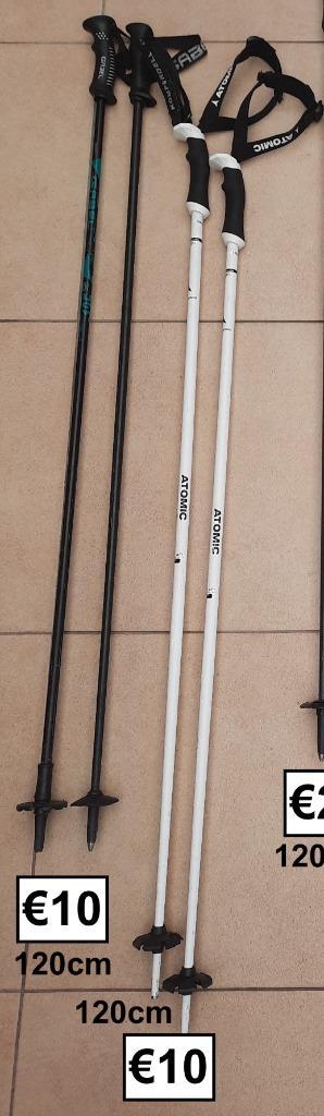 Bâtons de ski de 120 cm (1 jeu en aluminium, 1 jeu en carbon