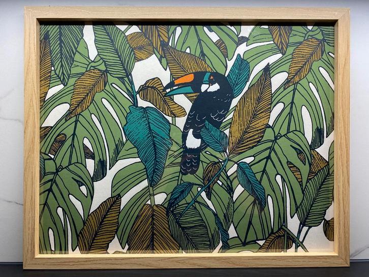 Jungle Toekan 50x40 (nieuw), Huis en Inrichting, Woonaccessoires | Lijsten, Nieuw, Hout, Ophalen of Verzenden