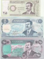 IRAK 3 VERSCHILLENDE BILJETTEN 25+100+250 DINARS, Timbres & Monnaies, Billets de banque | Asie, Enlèvement ou Envoi