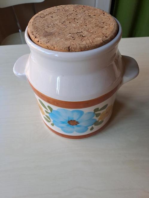 Voorraadpot met kurken stop jaren '60, Huis en Inrichting, Keuken | Servies, Zo goed als nieuw, Overige typen, Porselein, Ophalen