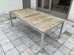 Tuintafel (aluminium-teak), Tuin en Terras, Ophalen, Gebruikt, Rechthoekig, Teakhout