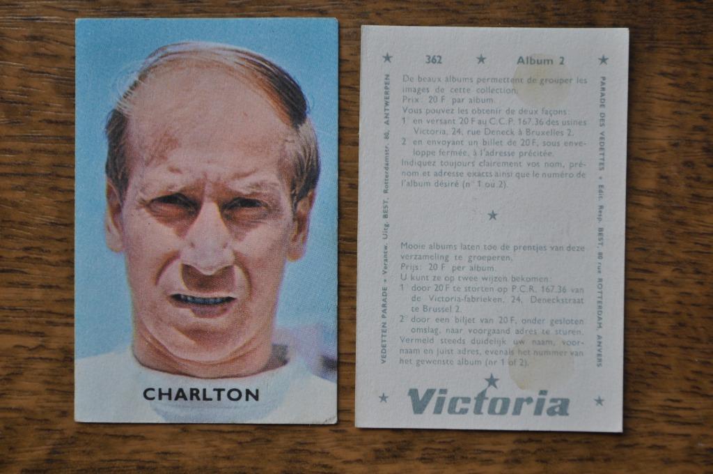 VICTORIA PRENTJE VOETBALLER BOBBY CHARLTON, Ophalen of Verzenden, Gebruikt, Plaatje