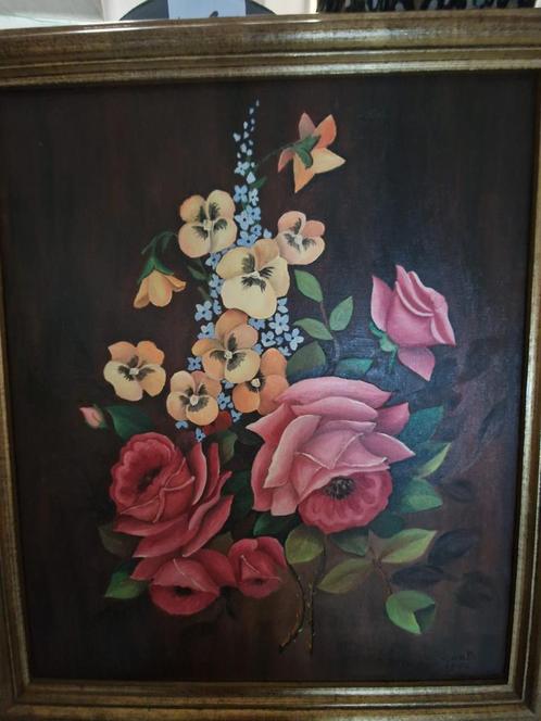 Tableau de fleurs signé "Corbe 1976", Antiquités & Art, Art | Peinture | Classique