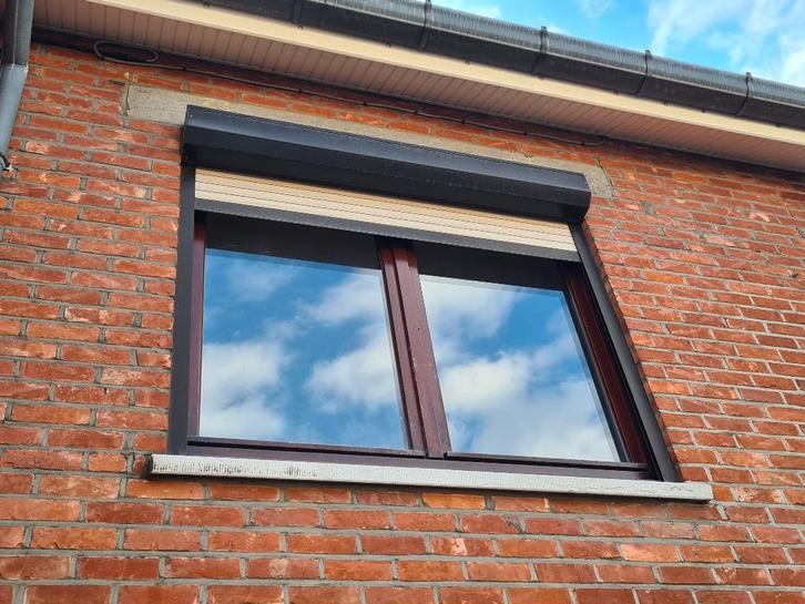 Houten Ramen met dubbelglas en rolluik, Bricolage & Construction, Vitres, Châssis & Fenêtres, Utilisé, Fenêtre de façade ou Vitre