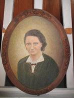 Schilderij van vrouw, in ovalen kader, Ophalen of Verzenden