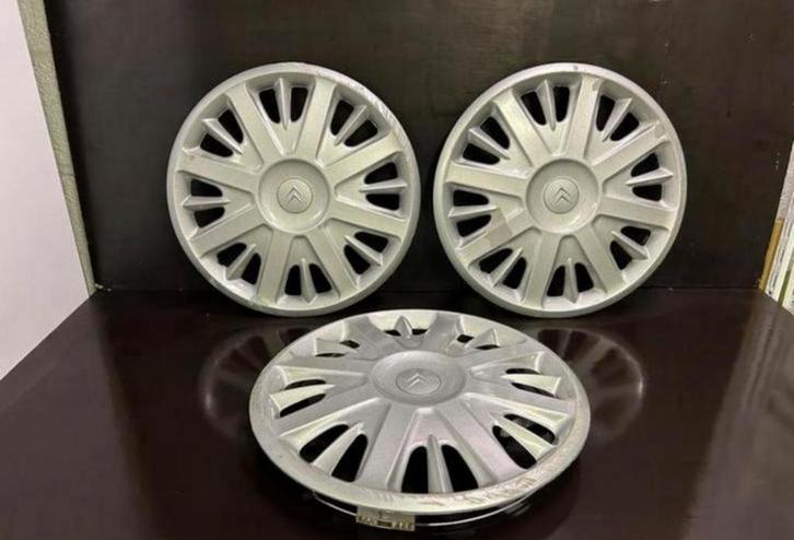 3 originele Citroën C2, C3, berlingo 15" wieldoppen, Auto diversen, Wieldoppen, Gebruikt, Ophalen of Verzenden