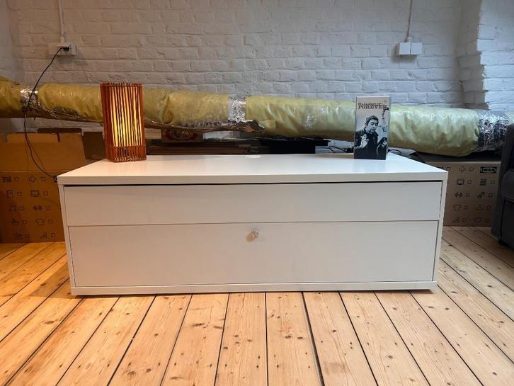 Meuble TV blanc range Cd/Dvd, Huis en Inrichting, Kasten |Televisiemeubels, Gebruikt, Minder dan 100 cm, 100 tot 150 cm, 50 tot 75 cm