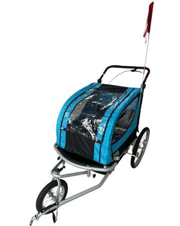 Wandelwagen Fietskar Voor Kinderen 2 Zitjes Met Handrem Blau beschikbaar voor biedingen