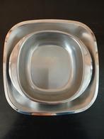 Lot de 2 élégants plats de service en inox - Létang Remy, Enlèvement, Utilisé, Autres types, Autres matériaux