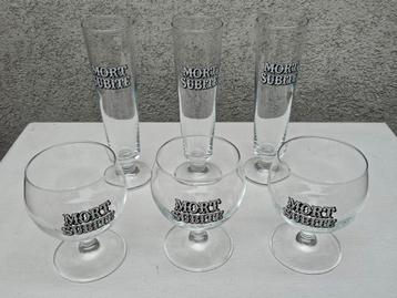 6 Mort Subite bierglazen.  beschikbaar voor biedingen