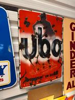 Pneus UBO - grand panneau d'affichage en émail ancien, Enlèvement, Utilisé, Panneau publicitaire