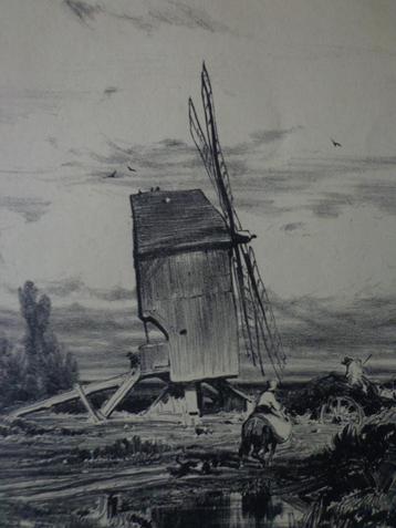 Litho Jules Dupré Moulin de la Sologne uit 1835