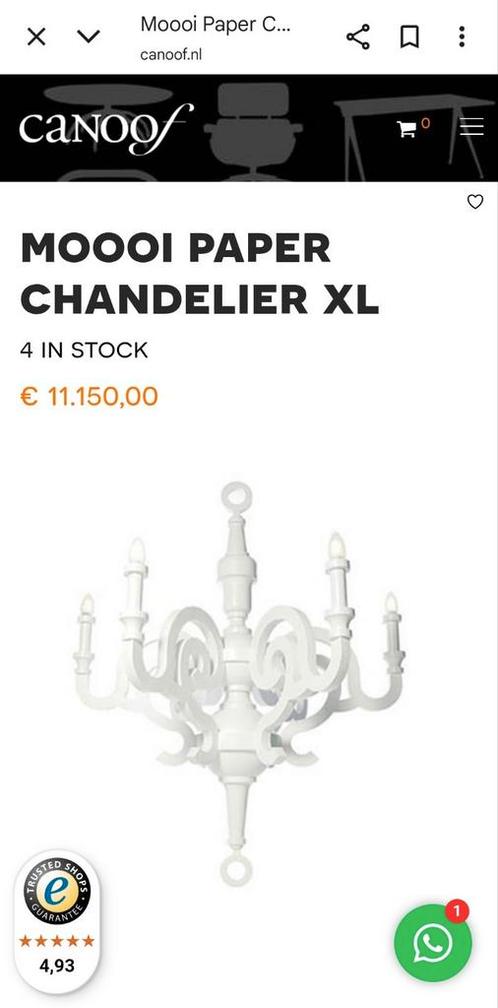 MOOOI kroonluchter luster hanglamp wit paper chandelier, Huis en Inrichting, Lampen | Kroonluchters, Zo goed als nieuw, Ophalen