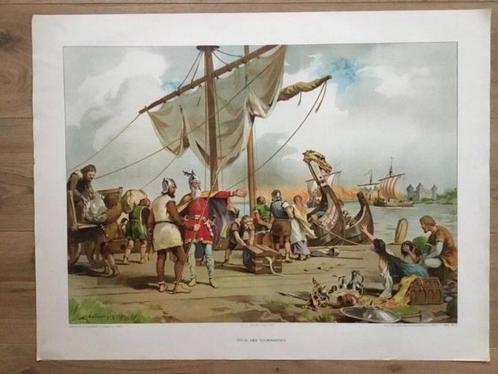 Zes oude schoolkaarten “onze beschavingsgeschiedenis”, Antiek en Kunst, Antiek | Schoolplaten, Geschiedenis, Ophalen of Verzenden