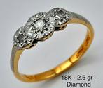 18 karaat geel gouden diamanten ring, Handtassen en Accessoires, Ophalen of Verzenden, Zo goed als nieuw, Geel