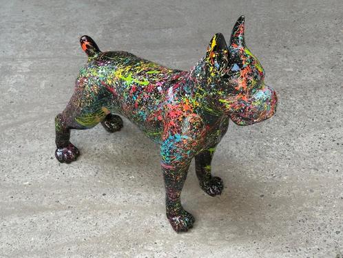 Beeld Boxer Groot Zwart Splash Pop Art voor Binnen of Buite, Tuin en Terras, Tuinbeelden, Nieuw, Dierenbeeld, Kunststof, Ophalen