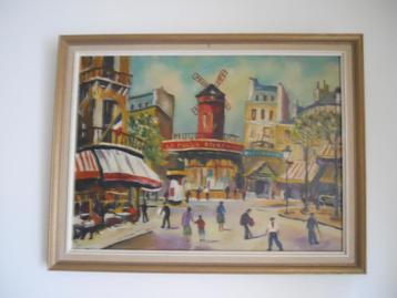Olieverf op canvas schilderij de Moulin Rouge 1960 beschikbaar voor biedingen