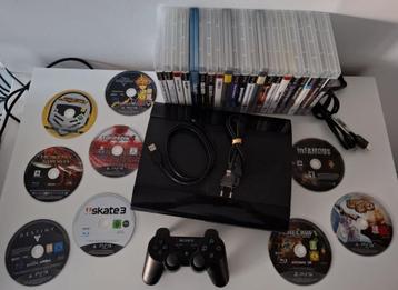 PS3 Slim 500gb met originele controller & 30 games beschikbaar voor biedingen