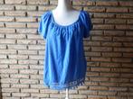 (155) - blouse femme t.42 bleue, Ophalen of Verzenden, Zo goed als nieuw, Maat 42/44 (L), Blauw