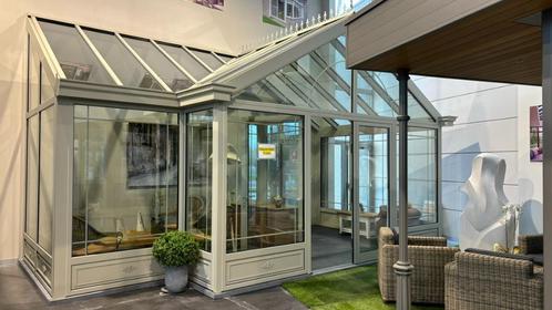 Rustieke veranda te koop, Bricolage & Construction, Châssis & Portes coulissantes, Comme neuf, Autres types, Aluminium, 225 cm ou plus
