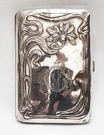 Boîte à cigarettes en argent Art Nouveau., Antiquités & Art, Antiquités | Argent & Or, Argent, Enlèvement ou Envoi
