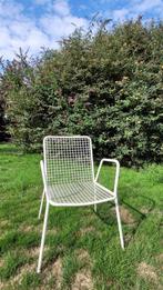 5 metalen tuinstoelen - wit, Ophalen, Gebruikt, Metaal, Stapelbaar