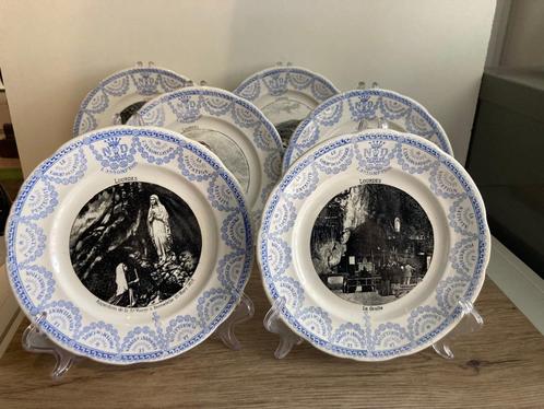 6 borden Lourdes Digoin Sarreguemines 19e, Antiek en Kunst, Antiek | Servies los, Ophalen of Verzenden